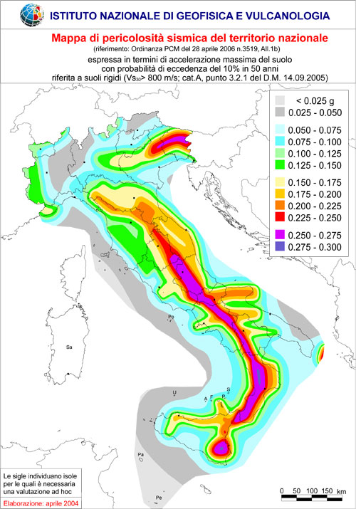 Mappa della pericolosità sismica (INGV)